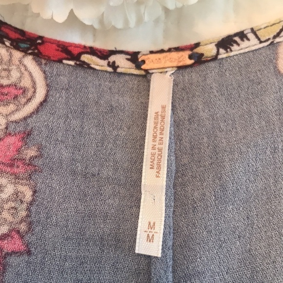 Free People Boho Floral Long Sleeve Pullover Top Size M - Picture 12 of 16